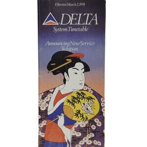 Delta Air Lines Timetable – Mar 2, 1991 – Japan Service Launch Cover – 448 Pages